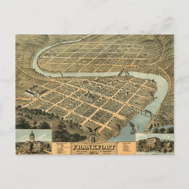 Carte vintage de Frankfort Kentucky (Devant)
