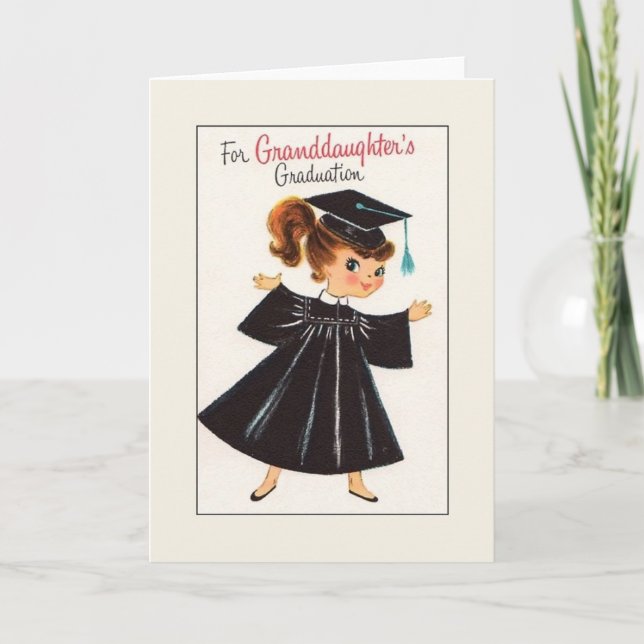 Carte vintage de graduation pour petite-fille (Devant)