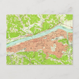 Carte vintage de Huntington West Virginia (1957)