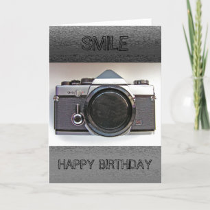 Carte vintage de joyeux anniversaire de sourire