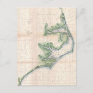 Carte vintage de la côte de Caroline du Nord (1875