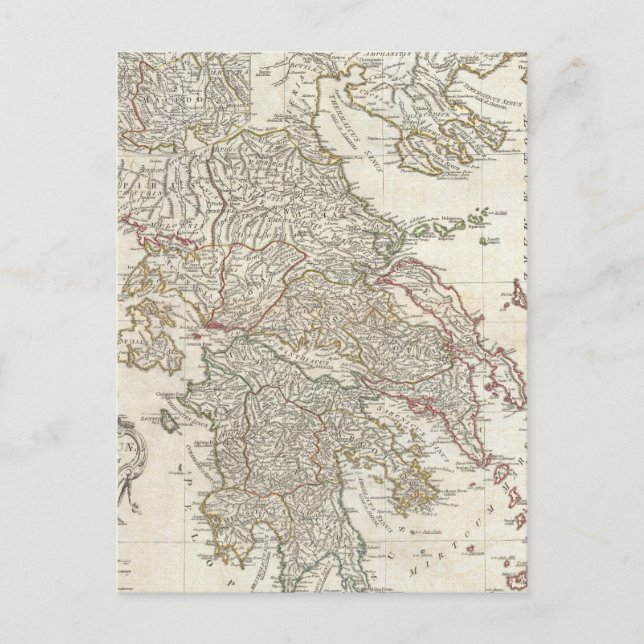 Carte vintage de la Grèce (1794) (Devant)
