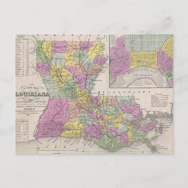 Carte vintage de la Louisiane (1853) (Devant)