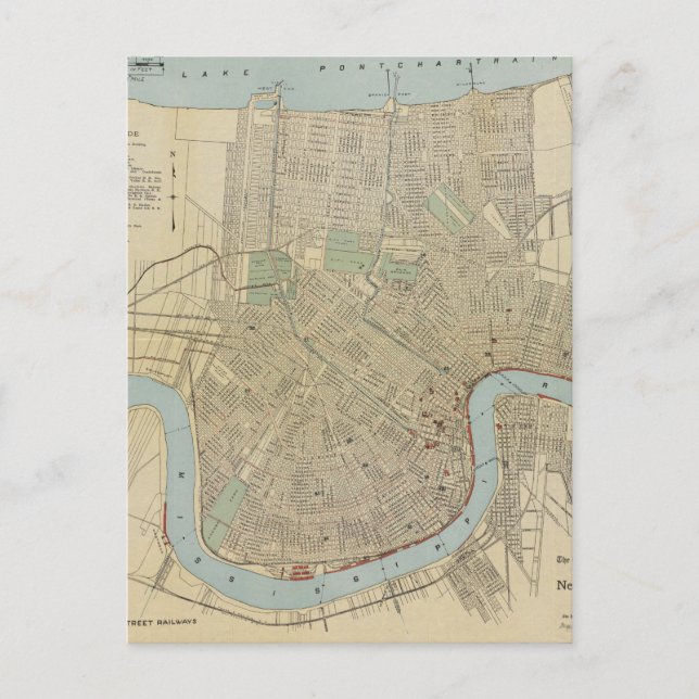 Carte vintage de la Nouvelle-Orléans (1919) (Devant)