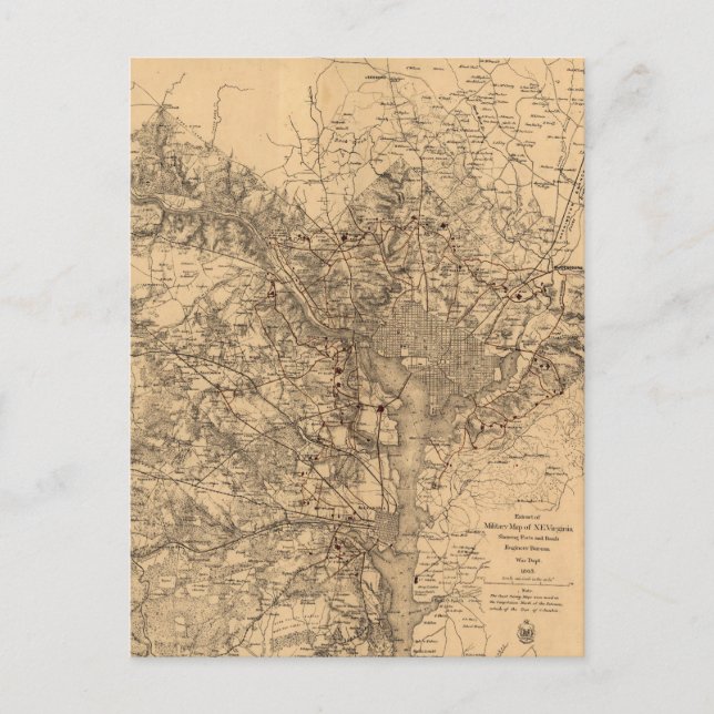 Carte vintage de la région de Washington DC (1865) (Devant)