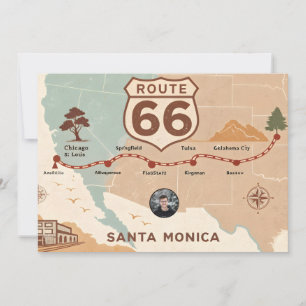 Carte vintage de la Route 66 aux États-Unis