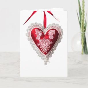 Carte vintage de la Saint-Valentin cœur en dentell