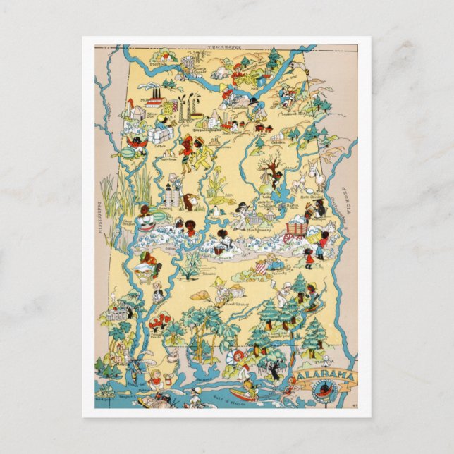 Carte Vintage de l'Alabama (Devant)