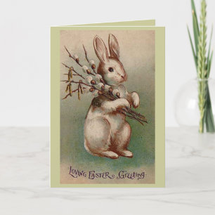 Carte vintage de lapin de Pâques, salutation