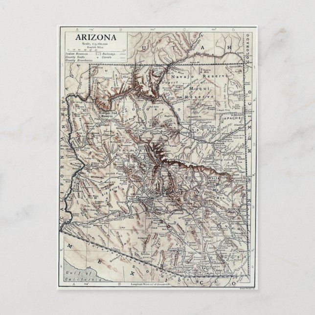 Carte vintage de l'Arizona (1911) (Devant)
