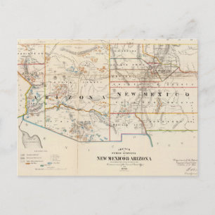 Carte vintage de l'Arizona et du Nouveau-Mexique (