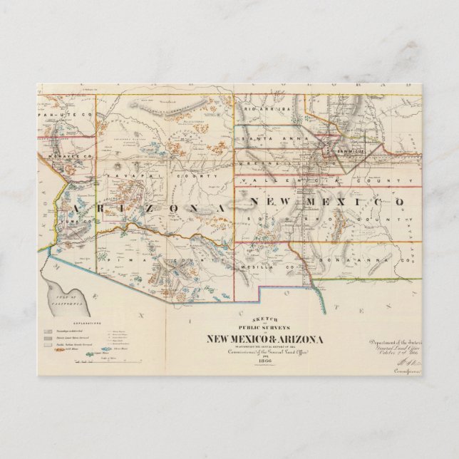 Carte vintage de l'Arizona et du Nouveau-Mexique ( (Devant)