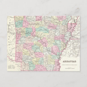 Carte vintage de l'Arkansas (1855)