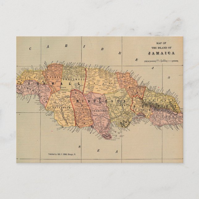 Carte vintage de l'île de Jamaïque (Devant)