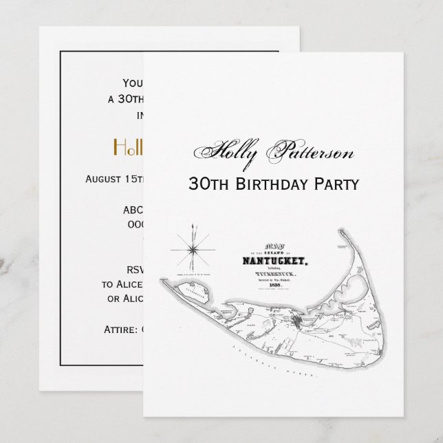 Carte Vintage de l'île Nantucket (Devant / Derrière)