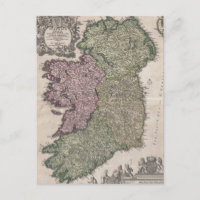 Carte vintage de l'Irlande (1716)