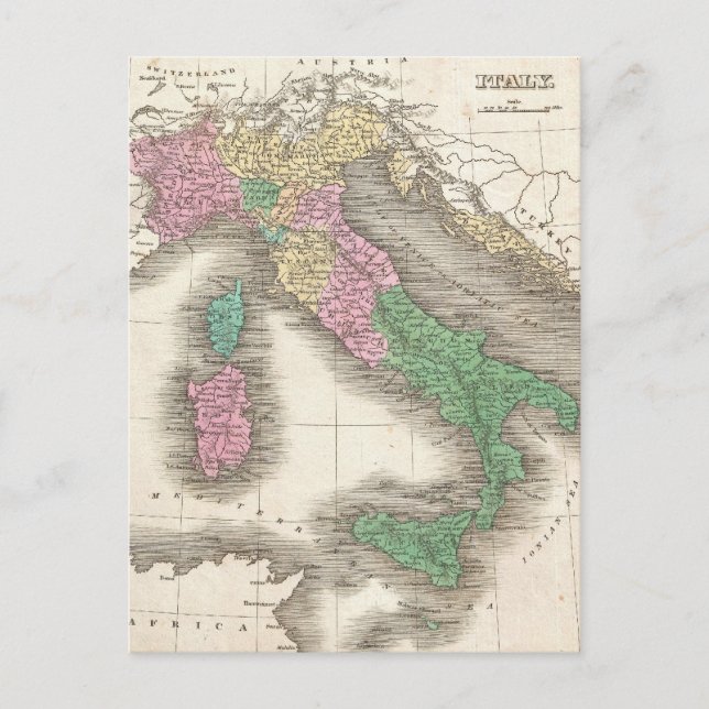 Carte vintage de l'Italie (1827) (Devant)