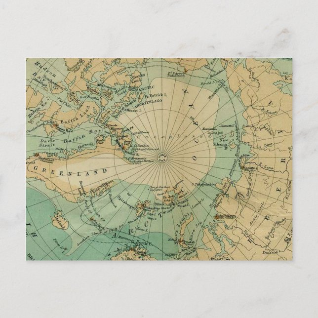 Carte vintage de l'océan Arctique (Devant)