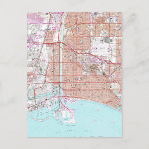 Carte vintage de Long Beach California (1964)
