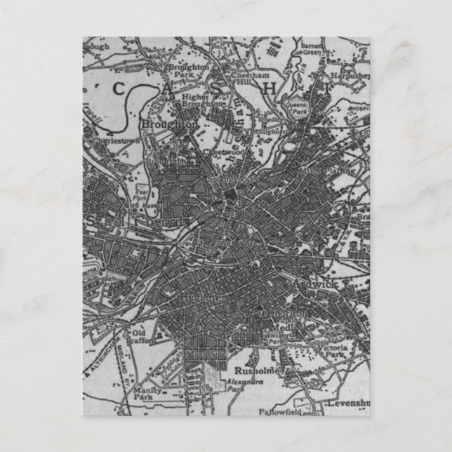 Carte vintage de Manchester Angleterre (1911) (Devant)