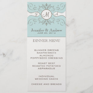 Carte vintage de menu de mariage