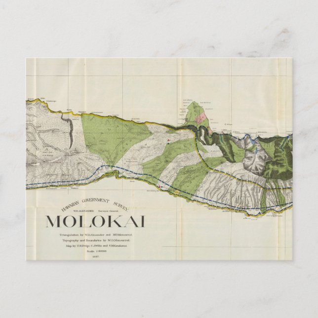 Carte vintage de Molokai Hawaii (1906) (Devant)