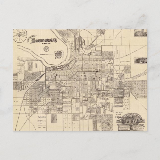 Carte vintage de Montgomery, Alabama (1899) (Devant)