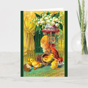 Carte vintage de Pâques - Poulets de Pâques