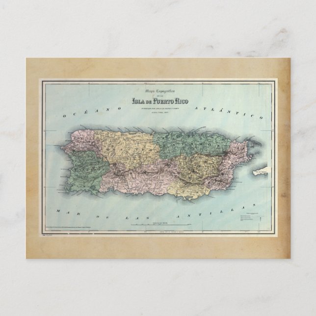 Carte vintage de Porto Rico (Devant)
