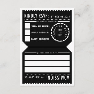 Carte vintage de réponse du billet de théâtre RSVP