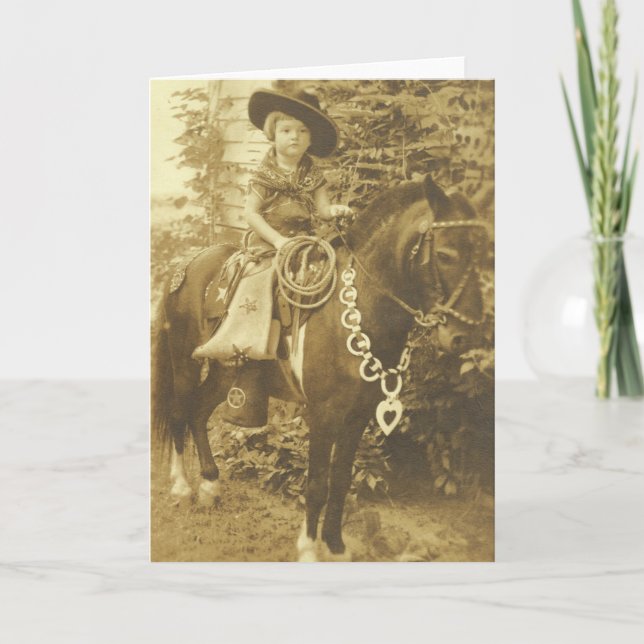 CARTE vintage DE REPRÉSENTATION RODÉO COWGIRL (Devant)