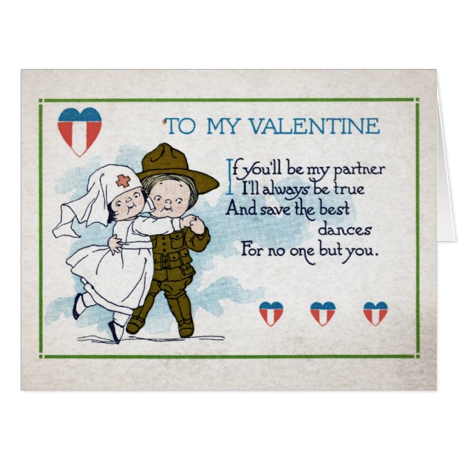 CARTE VINTAGE DE SAINT-VALENTIN (Devant horizontal)
