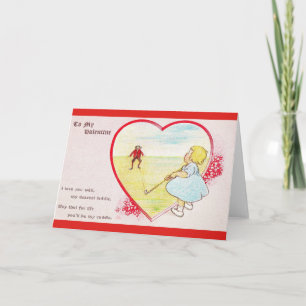 Carte vintage de Saint-Valentin de caddie de golf
