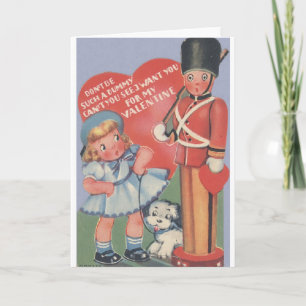 Carte vintage de Saint-Valentin de soldat de jouet
