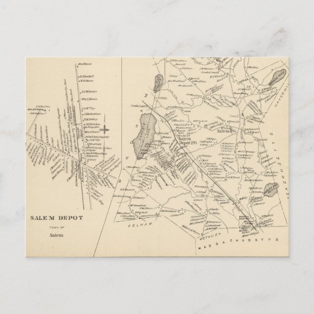 Carte vintage de Salem Massachusetts (1892) (Devant)