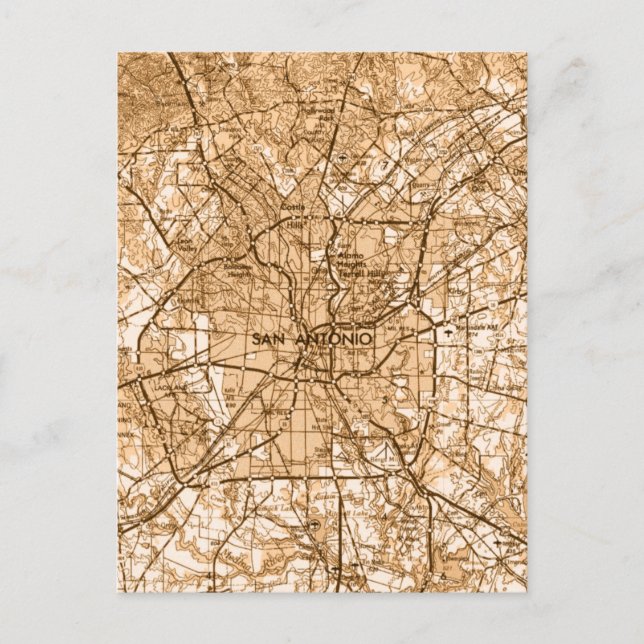Carte Vintage de San Antonio (Devant)