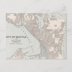 Carte vintage de Seattle Washington (1901)