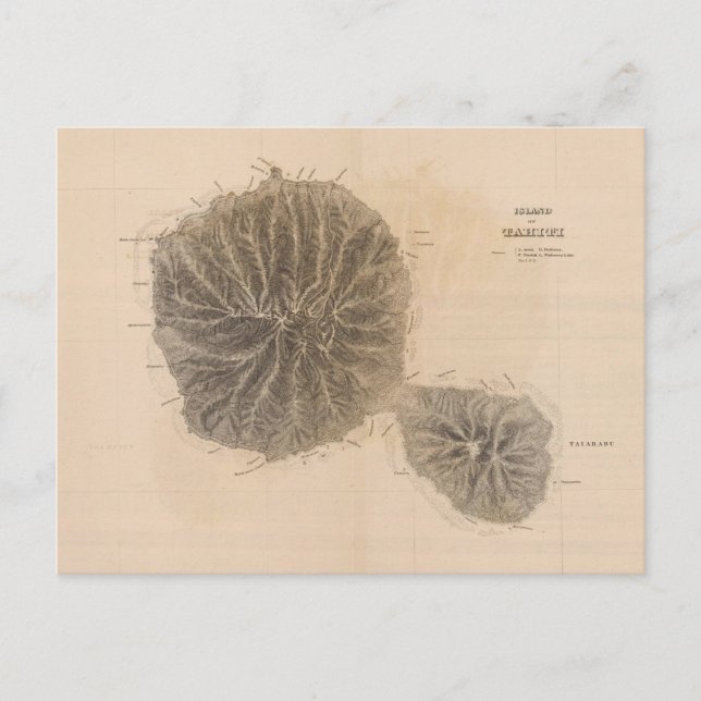 Carte vintage de Tahiti (1845) (Devant)