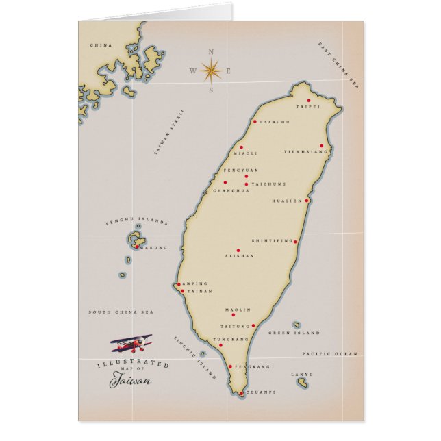 Carte Vintage de Taïwan (Devant)