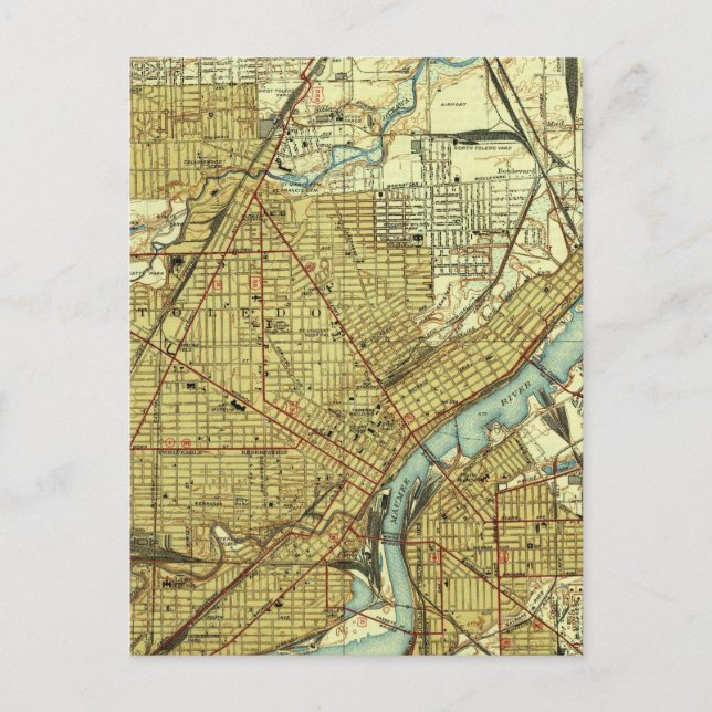 Carte vintage de Toledo Ohio (1938) (Devant)