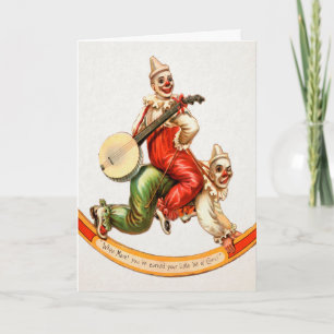 Carte vintage de vacances Clown Déplaisant