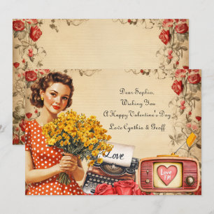 Carte vintage de vacances Lady Valentine Flat