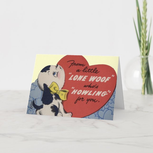 Carte vintage de Valentine de chiot (Devant)