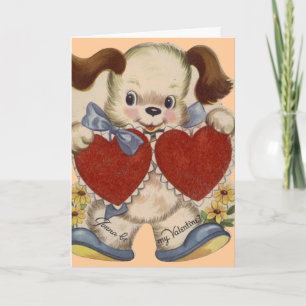 Carte vintage de Valentine de chiot