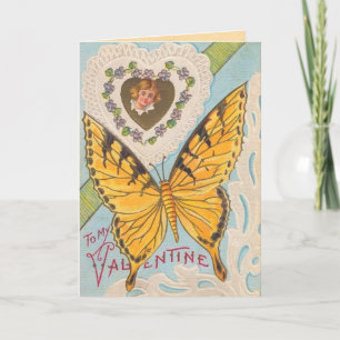 Carte vintage de Valentine de papillon