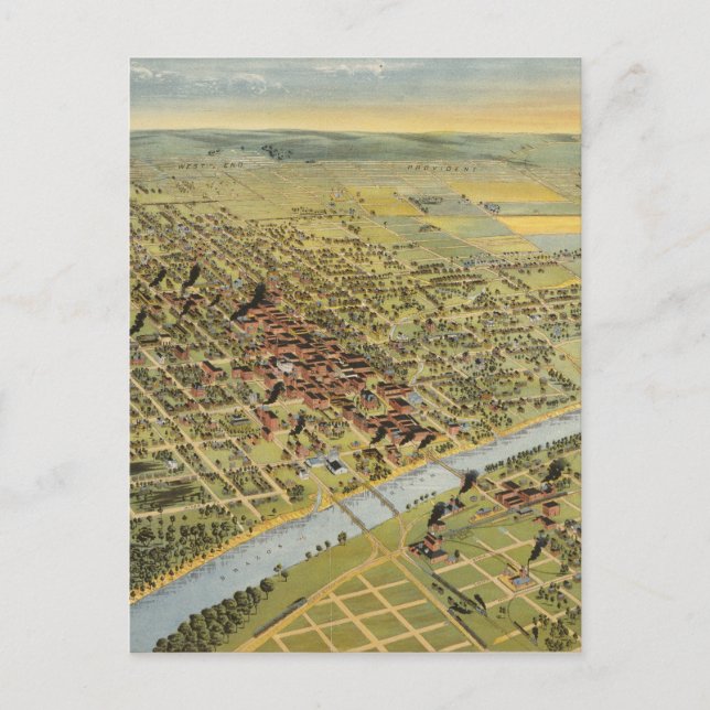 Carte vintage de Waco Texas (1892) (Devant)