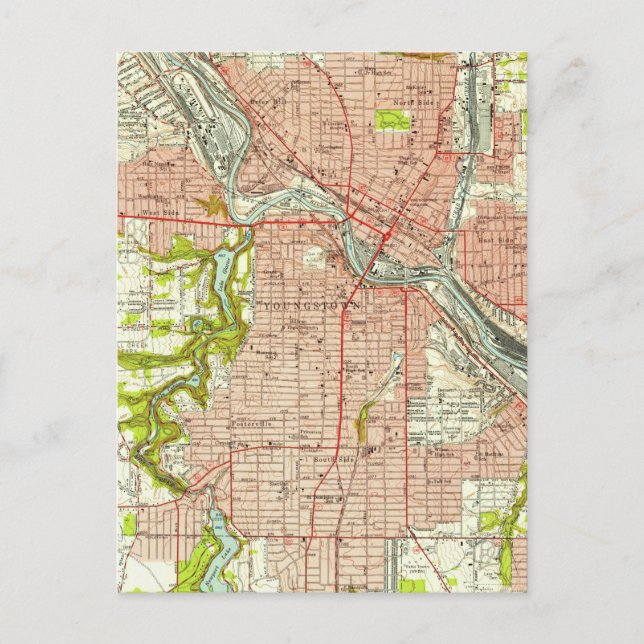 Carte vintage de Youngstown Ohio (1951) (Devant)