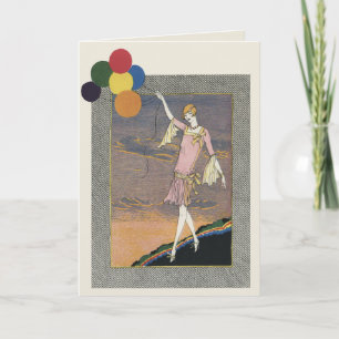Carte Vintage deco flapper birthday party greeting card