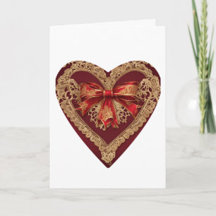 Carte Vintage dentelle rouge Valentine's Day Heart Card