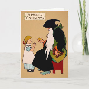 Carte vintage Déplaisant Père Noël Scene Holiday